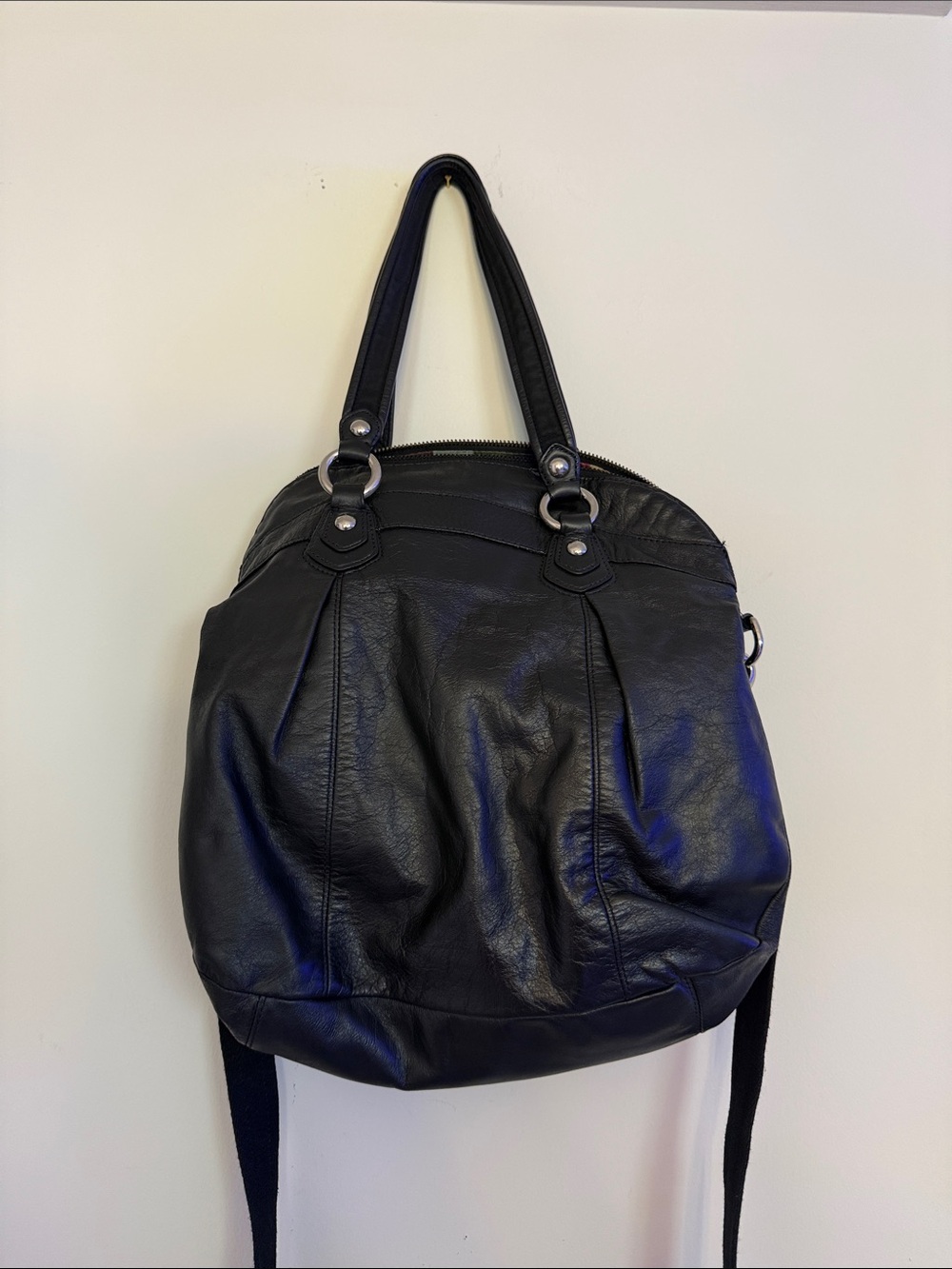 Coach Poppy Black Leather Shoulder Bag M1069-16283 Heart Charm - Picture 5 of 7